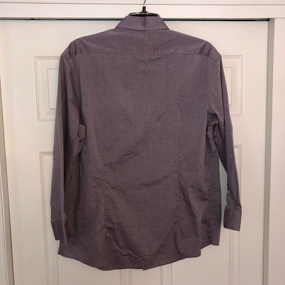 DKNY Slim Fit Mauve Polka Button Down, 17.5-32/33 - Picture 2 of 5